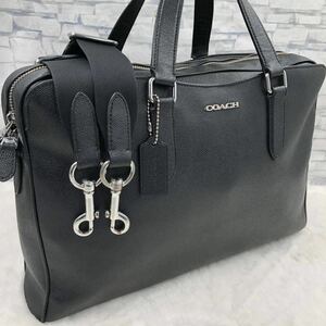 現行 COACH コーチ グラハム ストラクチャード ビジネスバッグ ブリーフケース ショルダーバッグ 2way オールレザー A4◎PC◎ 3層 ブラック