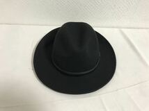 本物イタリア製MADEINITALYウールデカビッグ中折れハット帽子ボウシメンズレディースサーフアメカジビジネススーツ黒ブラック62_画像2