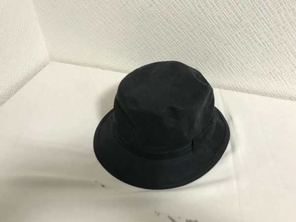 本物アクアスキュータムAquascutum麻リネンサマーハット帽子ボウシメンズレディースアメカジビジネススーツ黒ブラック55cmS日本製