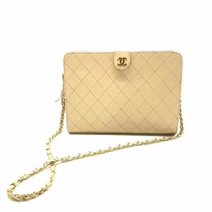 1円 美品 CHANEL シャネル ココマーク マトラッセ タッセル チェーン ショルダー バッグ ベージュ gm10641