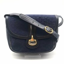 1円 良品 GUCCI グッチ マイクロ GG ショルダー バッグ ネイビー キャンバス レザー ｍ12121_画像1