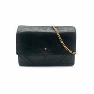 1円 良品 CHANEL シャネル ココマーク カーフ フラップ ヴィンテージ チェーン ショルダー バッグ ブラック a1142