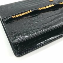 1円 良品 GUCCI グッチ GGプラス クロコ 2WAY チェーン ショルダー クラッチ バッグ ブラック k515_画像5