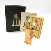 1円 超美品 dunhill ダンヒル 総柄 ローラー式 ガスライター 着火良好 ゴールド a1809_画像1