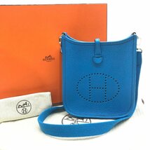 HERMES エルメス エヴリン TPM アマゾン トリヨン ブルー ザンジバル ショルダー バッグ P金具 A刻印 美品 k692_画像1