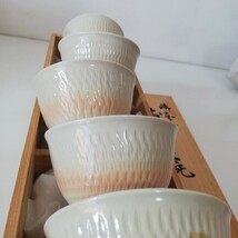 京焼 清水焼 御本手 平安永峰 作 トチリ お茶呑茶碗 煎茶揃 口径8.8cm×高さ5.4cm 5客セット 未使用品 [茶器 湯呑 湯のみ 湯飲み 共箱]_画像2