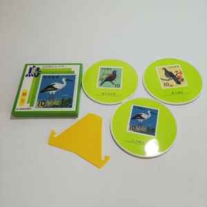  bird memory memory Coaster 3 point set ............ ... confidence association unused goods [ teacup sauce stamp related goods Japan mail ]