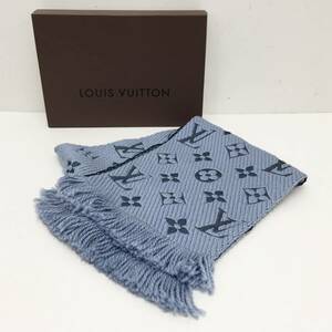 1485140G★ Louis Vuitton ルイヴィトン マフラー ストール エシャルブ ロゴマニア M75702 ブルー