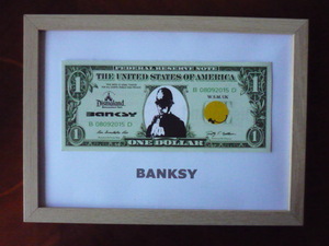  free shipping * Bank si-Banksy 1 dollar * genuine work guarantee * canvas cloth * autograph equipped *Dismalandtizma Land ..4