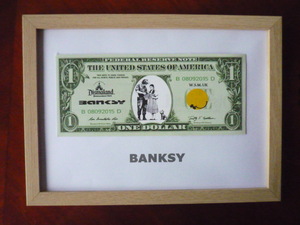  free shipping * Bank si-Banksy 1 dollar * genuine work guarantee * canvas cloth * autograph equipped *Dismalandtizma Land ..31