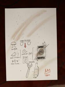  free shipping * Jean = Michel * bus Kia Jean-Michel Basquiat* title TOBACCO* sale certificate * mixing media painting * rare ** copy *