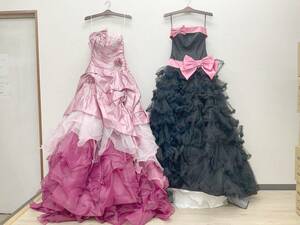 ☆ドレス★カラードレス ウェディングドレス 2点セット 9T/7T ピンク/ブラック ブライダル 