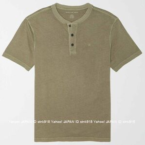 〓アメリカンイーグル/US XL/AE Super Soft Icon ヘンリーTシャツ/Oliveの画像1