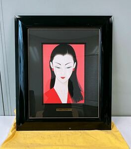 Art hand Auction 鶴田一郎 作品 『ディスティネイション』 ピンク 123/200 美人画 美術品 ICHIRO TSURUTA 女 黒髪 アート 額装 インテリア 希少, 美術品, 絵画, 人物画