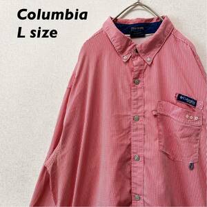 コロンビア　長袖シャツ　フィッシングシャツ　PFG チェック　男女兼用　Lサイズ　ユニセックス　大きいサイズ　ビッグシルエット
