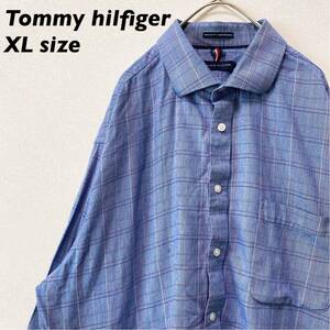 トミーヒルフィガー　長袖シャツ　チェック　ドレスシャツ　男女兼用　XLサイズ　大きいサイズ　ユニセックス　Tommy hilfiger