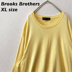 ブルックスブラザーズ　ニット　セーター　無地　男女兼用　黄色　XLサイズ　brooks brothers プレーン　ユニセックス　大きいサイズ