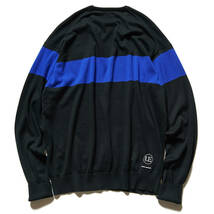 23SS黒3L★uniform experimentニットCHEST LINE CREWNECK KNIT藤原ヒロシfragment designフラグメントFRGMTシルクSOPHNETコットンニット4_画像2