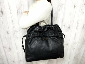 極美品 PRADA プラダ トートバッグ ショルダーバッグ バッグ BN1757 ナッパレザー 黒 A4収納可 67274