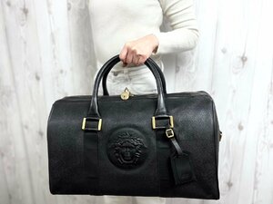 極美品 GIANNI VERSACE ジャンニ ヴェルサーチ メデューサ ボストンバッグ ハンドバッグ バッグ 黒 A4収納可 メンズ 67440Y