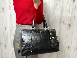 極美品 PRADA プラダ トートバッグ ハンドバッグ バッグ レザー 黒 A4収納可 66822