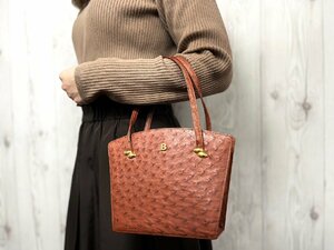 未使用展示品 BALLY バリー オーストリッチ ハンドバッグ バッグ 茶 67465