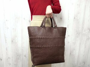 極美品 BOTTEGAVENETA ボッテガヴェネタ イントレチャート トートバッグ ハンドバッグ バッグ レザー 茶 A4収納可 メンズ 64247