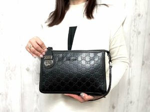 極美品 GUCCI グッチ グッチシマ GG柄 クラッチバッグ セカンドバッグ バッグ レザー 黒 メンズ 67697