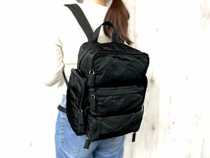 極美品 PRADA プラダ テスート リュックサック バッグパック バッグ ナイロン×ナイロンキャンバス 黒 68007