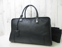 極美品 LOEWE ロエベ アマソナ アナグラム トートバッグ ボストンバッグ ハンドバッグ バッグ レザー 黒 A4可 メンズ 67680_画像1