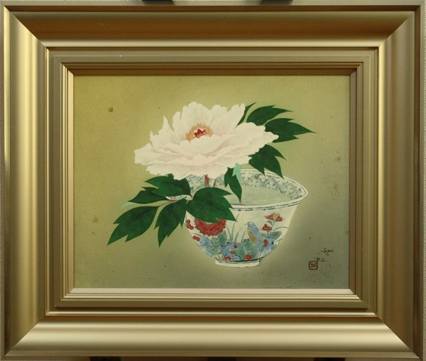 ★Réduction du prix final◆ Uko Ogawa Pivoine No. 6 Co-sticker Artiste populaire Peinture japonaise Uko Ogawa★, peinture, Peinture japonaise, fleurs et oiseaux, oiseaux et bêtes