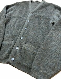 60s Vintage mo hair cardigan XL khaki olive Cart ko bar ncampus special 