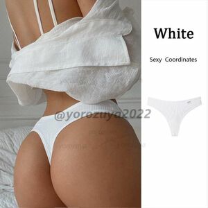 105-279-5 V字型 コットン ハイレグ セクシー Tバック ショーツ 【White,Lサイズ】レディース 下着 パンツ ブリーフ パンティー .1