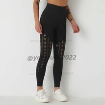 78-150-10 網デザイン アミアミ ヨガ レギンス パンツ レディース ☆高品質☆【ブラック,Lサイズ】YOGA フィットネス スキニー.2_画像3