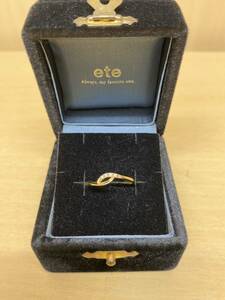 ete K18 リング ダイヤ 0.01ct メレダイヤ 0.8g レディース 貴金属 金 刻印 アクセサリー 指輪 ケース付