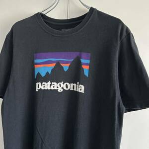 Patagonia パタゴニア USA製 ロゴ プリントTシャツ M ブラック アウトドア