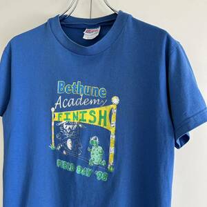 90s Hanes ヘインズ 50/50 Bethune Academy プリントTシャツ S 袖裾ダブル 1998 古着 オリジナル ヴィンテージ