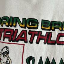 90s SPRING BREAK TRIATHLON パロディ プリントTシャツ M 袖裾ダブル アニメ 古着 ヴィンテージ_画像4