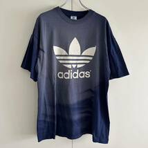 90s adidas アディダス USA製 トレフォイル プリントTシャツ L 袖シングル サンフェード 古着 ヴィンテージ 大きめ_画像2