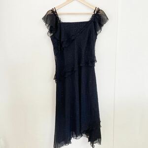 東京ソワール　coccolussi ドレス ワンピース　黒 ブラック ノースリーブ 13号　