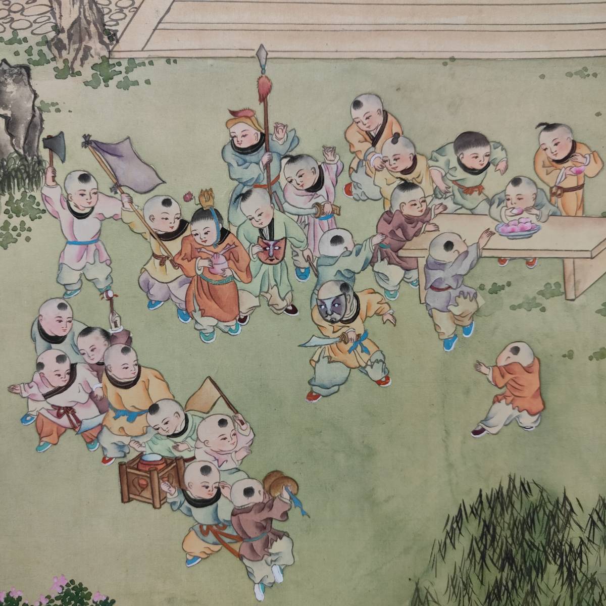 Reproduction // (Painting) Jitsufu / (Comment) Ziye / One Hundred Chinese Children / People / China / Printing craft / Hotei-ya hanging scroll A-611, Painting, Japanese painting, person, Bodhisattva