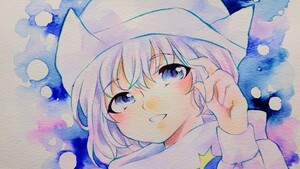 Art hand Auction Doujin hand-drawn Touhou illustration Letty Whitelock A4 watercolor Copic with rough drawing, comics, anime goods, hand drawn illustration