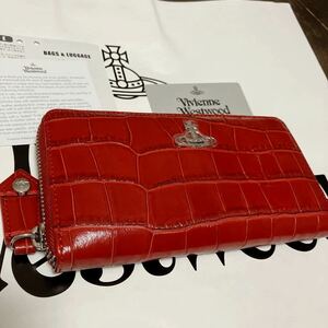 Включена доставка ● Новая ● 50 000 Vivienne Westwood Round Zip Long Wallet Red B Crocodile -стиль вивиан Westwood Vivien Leather Leather