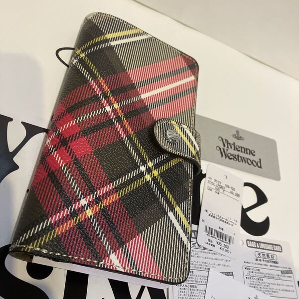 送料込●新品●価35200円 Vivienne Westwood iPhoneXSMAX同等サイズスマホケース 赤チェックインポートライン 手帳型 ヴィヴィアン