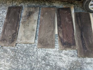 木材　板　古い　木目綺麗　指板材　5枚　82×29 木の種類不明　レトロ　　アンテーク