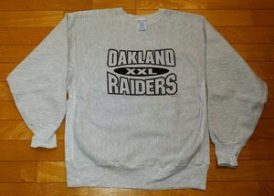 リバースウィーブ Champion スウェット 90s XL ３段プリント OAKLAND RAIDERS チャンピオン ビンテージ 刺繍タグ 