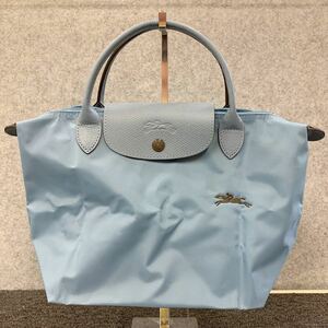 ◆【売り切り】LONGCHAMP ロンシャン ハンドバッグ プリアージュ オリジナル ナイロン×レザー ライトブルー ※美品