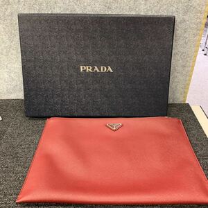 ◯【売り切り】PRADA プラダ サフィアーノ クラッチバッグ （レッド）《美品》箱付き