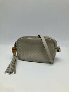 ★【売り切り】GUCCI（グッチ）マイクログッチシマ バンブータッセル ディスコバッグ ショルダーバッグ GG柄