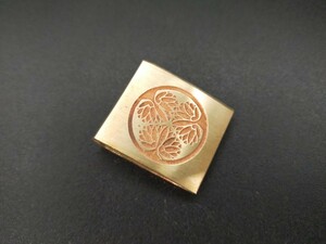 HB01　はばき　家紋の図　三つ葉葵　銅製　彫刻　金工　ハバキ　日本刀装具　刀剣美術　現代品